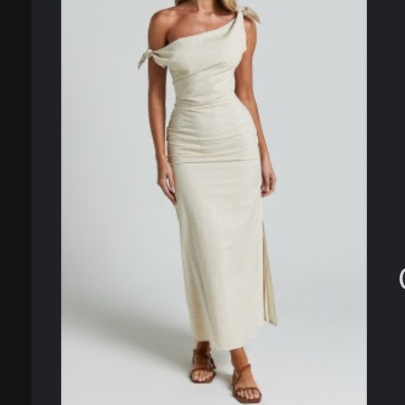 Showpo. Dresses & Skirts - Showpo One-Shoulder Cream Midi Dress